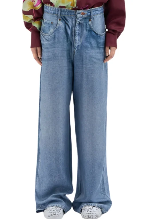 ALOE Printed Denim Silk Pants