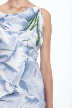 Asymmetric Draped Midi Dress