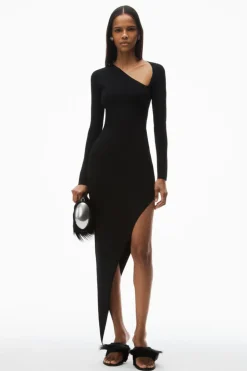 Asymmetric Long-sleeve Dress