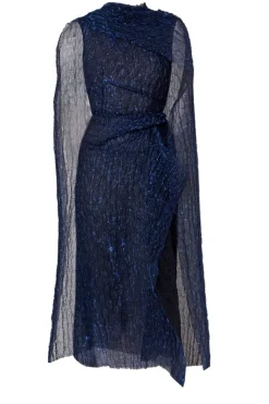 Asymmetrical Draped Midi Dress