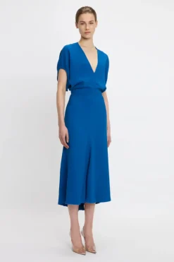 Blouson Detail Midi Dress
