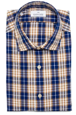 Blue Tan Plaid Shirt
