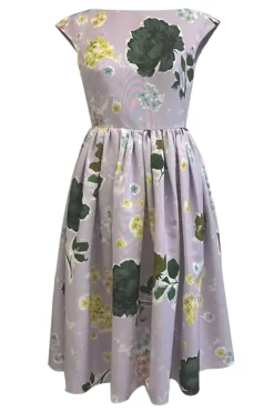 Boat Neck Full Skirt Midi Dress