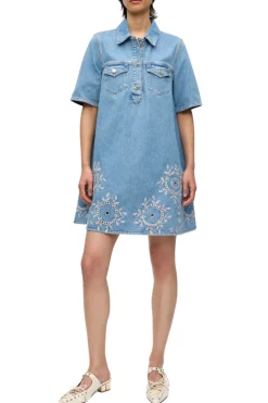 Broderie Anglaise Denim Mini Dress
