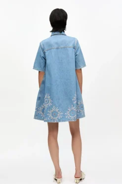 Broderie Anglaise Denim Mini Dress