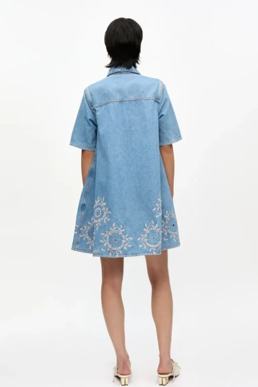 Broderie Anglaise Denim Mini Dress
