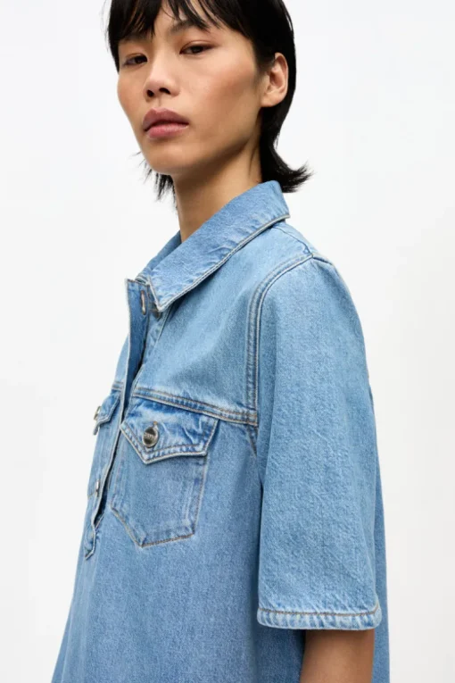 Broderie Anglaise Denim Mini Dress