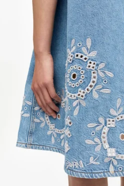 Broderie Anglaise Denim Mini Dress