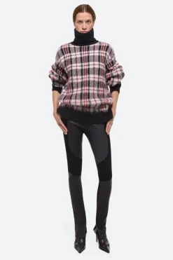 Brushed Plaid Turtleneck Sweater