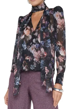 Cambria Silk Tie-Neck Blouse
