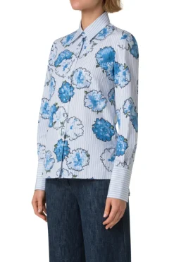 Carnation Print Stripe Shirt