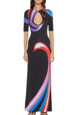Cigni-Print Long Dress