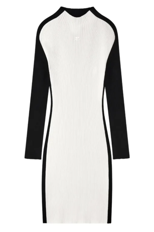 Contrast Frame Rib Knit Mini Dress