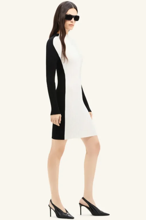 Contrast Frame Rib Knit Mini Dress