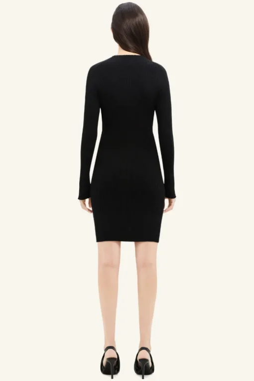 Contrast Frame Rib Knit Mini Dress