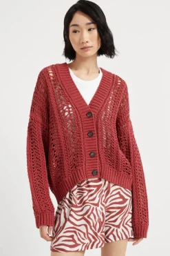 Cropped Rib Net Cardigan