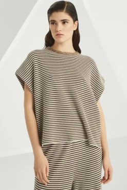 Dazzling Collar Striped Top