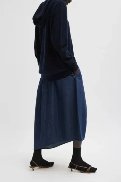 Denim Asymmetrical Balloon Skirt