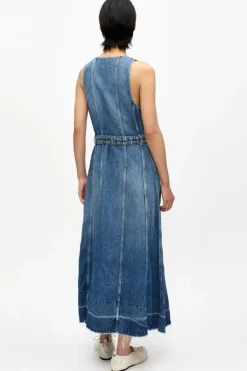 Denim Belt Midi Dress