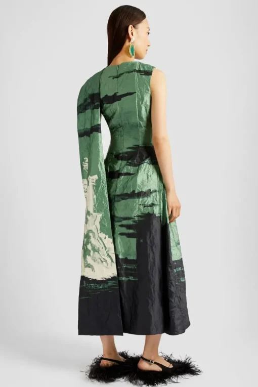 Draped Scarf Midi Dress
