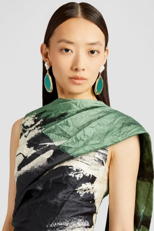 Draped Scarf Midi Dress