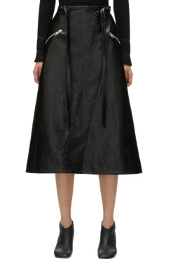 Faux Leather Moto Wrap Skirt