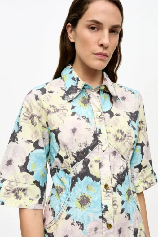 Floral Printed Long Shirt Dress