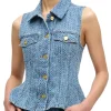 Fluffy Denim Fitted Top