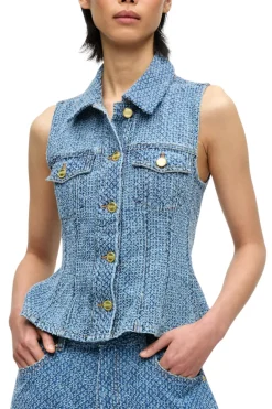 Fluffy Denim Fitted Top