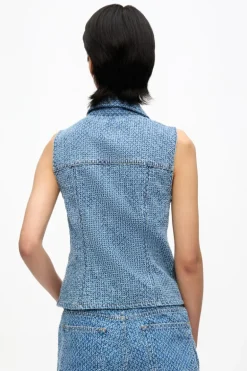 Fluffy Denim Fitted Top