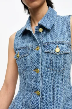 Fluffy Denim Fitted Top
