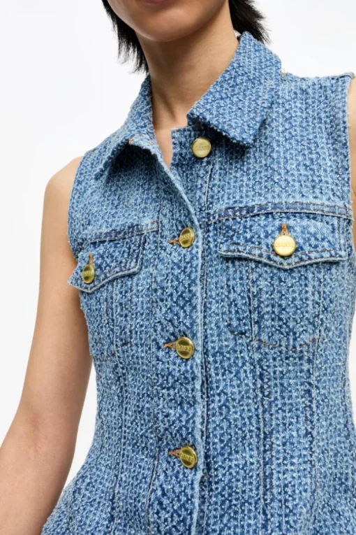Fluffy Denim Fitted Top