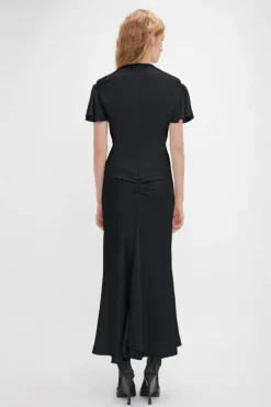 Gathered Sleeve Midi Dress