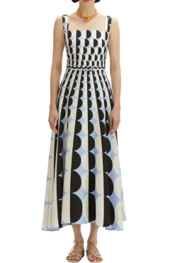 Geometric Circle Silk Twill Dress