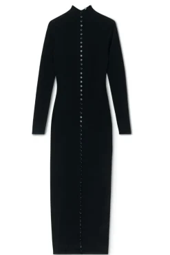 High-Neck Button Dress