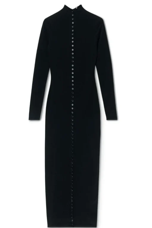 High-Neck Button Dress