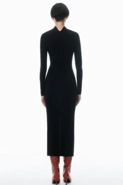 High-Neck Button Dress