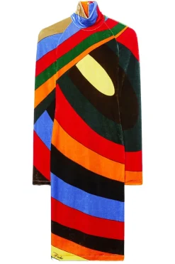 Iride-Print Velvet Dress