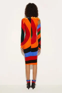 Iride-Print Velvet Dress