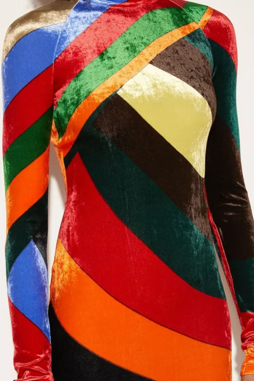 Iride-Print Velvet Dress