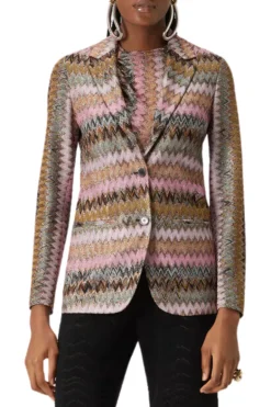 Lamé Chevron Knit Blazer