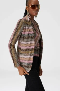 Lamé Chevron Knit Blazer