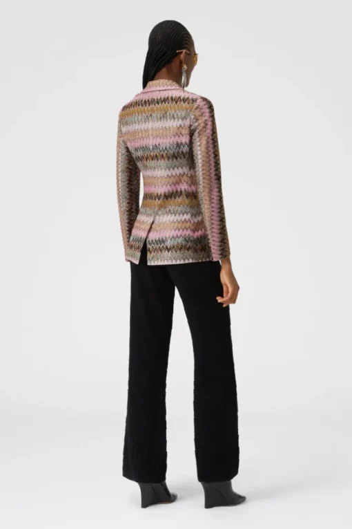 Lamé Chevron Knit Blazer