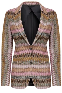 Lamé Chevron Knit Blazer