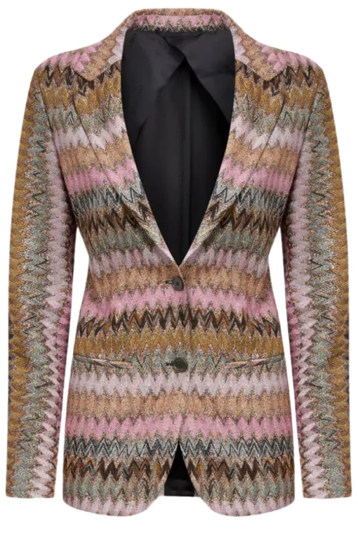 Lamé Chevron Knit Blazer