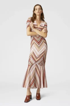 Lamé Flared Maxi Dress