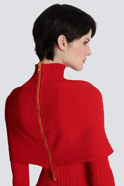 Long Pleated Knit Dress