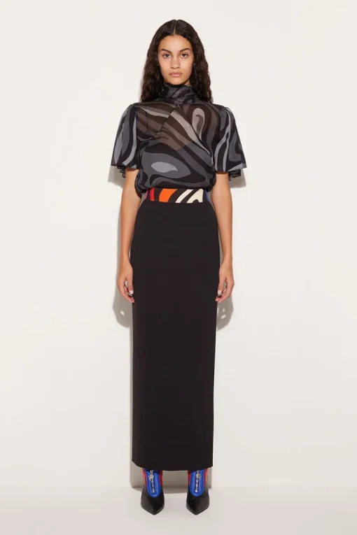 Marmo-Print Long Skirt