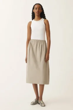 Micro Faille Midi Skirt
