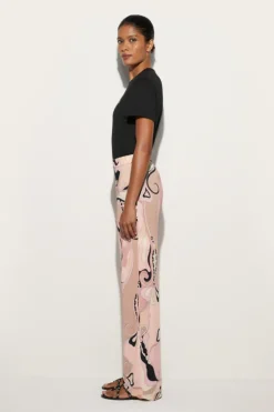 Orchidee Print Straight Pants